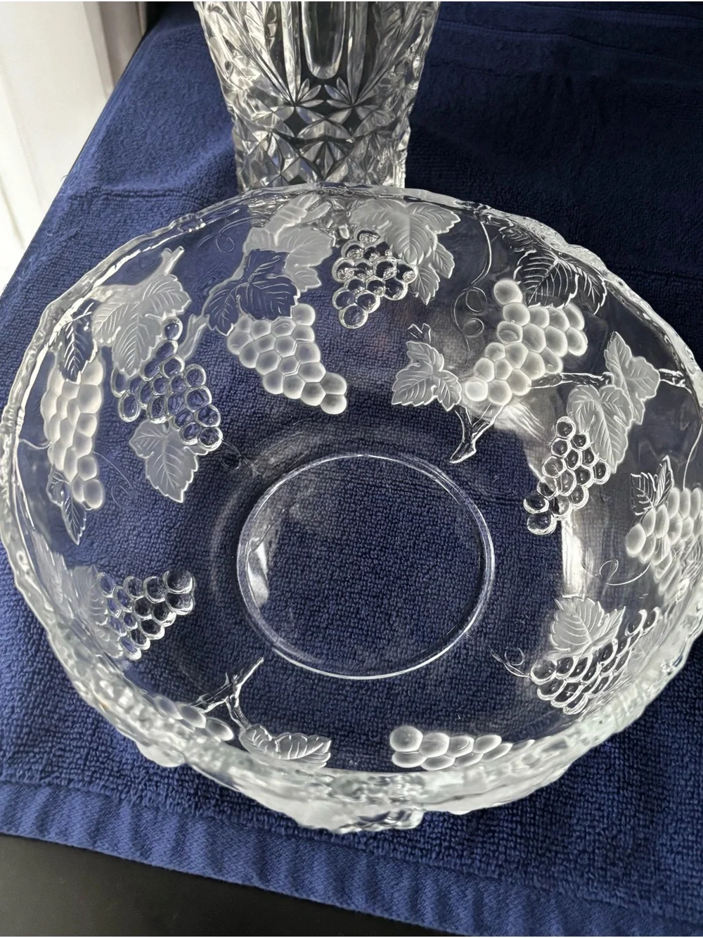 Vintage Mikasa Walther Glas Carmen Crystal Grape Serving Bowl W. Germany